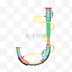 螺丝软管图片_字母j赛博朋克风格3d玩具