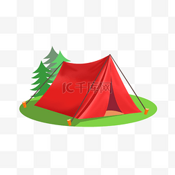 插画方正户外野营野餐帐篷