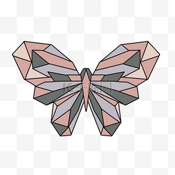 几何灰图片_灰粉色翅膀立体几何蝴蝶