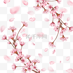 春季3d光效粉色樱花花瓣飘落