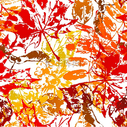 无缝树叶图片_无缝图案印有叶子秋天树叶的艺术