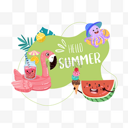 夏季可爱西瓜水果边框