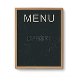 木制框架中的餐厅菜单板.. 木制框架中的餐厅菜单黑板模板。