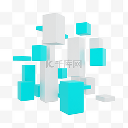 立体正方形方块图片_3DC4D立体绿白方块
