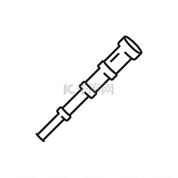 航海望远镜手绘图片_望远镜孤立的天文物体细线图标矢
