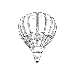 复古单色图片_带有吊篮隔离复古运输的气球矢量