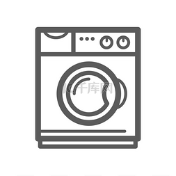 自助洗衣店图片_洗衣机矢量细线图标家用洗衣设备