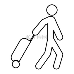 带着手提箱图标的人。