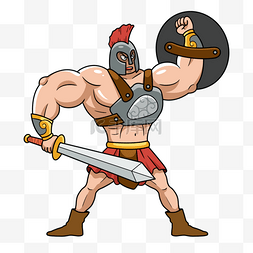 古代战争士兵图片_古罗马持盾武士卡通