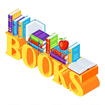 Isometric word with books. 等距字与书。