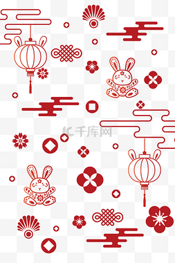 兔年大红色背景图片_兔年新年底纹纹理
