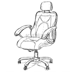 椅子卡通图图片_矢量素描图-办公椅