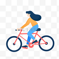 春季女孩骑单车郊游