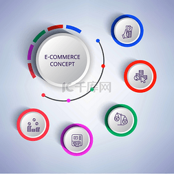 图表设计矢量图片_电子商务彩色横幅矢量插图隔离在