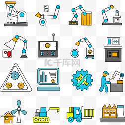 制造业发展图片_智慧工业图标套图科技