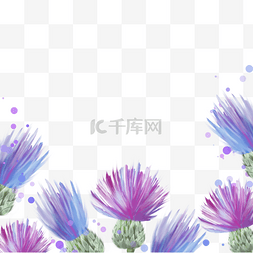 蓟花卉水彩自然装饰边框
