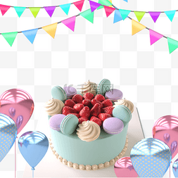 马卡龙装饰3d生日蛋糕庆祝