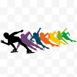 合众设计logo图片_短道速滑运动彩色剪影