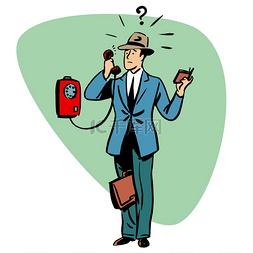 现代卡通办公室图片_谈电话通信业务概念人物