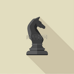骑士棋子带有阴影的黑色棋子的平