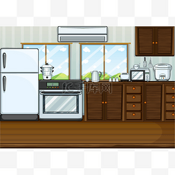 厨房里图片_厨房里充满了家具和设备