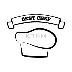 素描标签图片_带帽子的最佳厨师素描，无色的帽