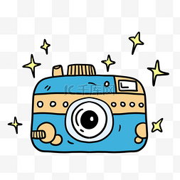 卡通相机相机图片_蓝色星星卡通可爱相机图标
