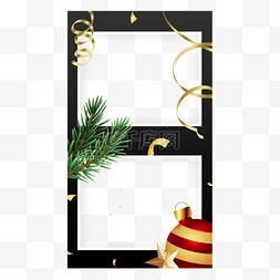 2022日历模板图片_圣诞节金色装饰instagram故事边框