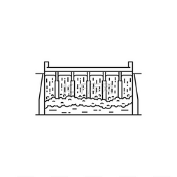 水黑色图片_水电站大坝能源孤立的细线图标矢