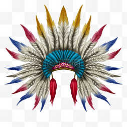 多彩羽毛印第安美洲战帽