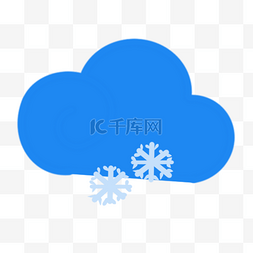 蓝色云彩和雪花可爱天气图标