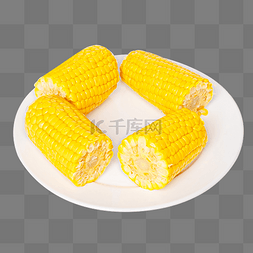 黄色玉米棒图片_秋天美味食材一盘鲜玉米棒