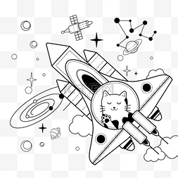 宇航员宇宙星空图片_猫宇航员在航天火箭中