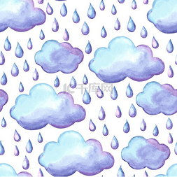 云朵水彩画图片_云雨水彩画图案.. 云雨水彩画图案