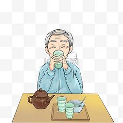 尊老爱幼图片_退休老年人喝茶