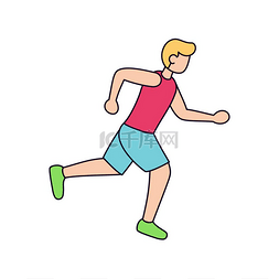 run图片_Isolated male athlete character practicing at