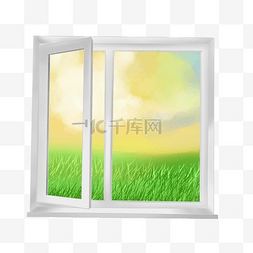 小景窗户图片_玻璃窗青草窗景