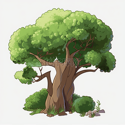 卡通树丛图片_卡通风格植物树木
