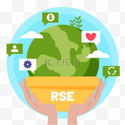 责任企业图片_绿色地球企业社会责任插画