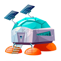 太空地球卡通图片_太空星球殖民化矢量卡通插画。