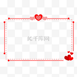边框红色丝带图片_情人节红色爱心极简边框