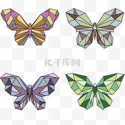 立体块状图片_彩色拼接多边形彩色蝴蝶