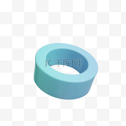 3D立体C4D青蓝色渐变几何圆柱体圆