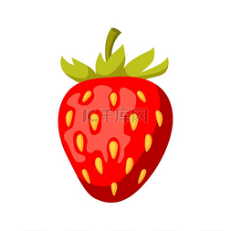 新鲜水果白色图片_标志性的红色草莓插图以白色为背