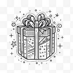 可爱线条礼物图片_卡通风格可爱精美线条礼物盒