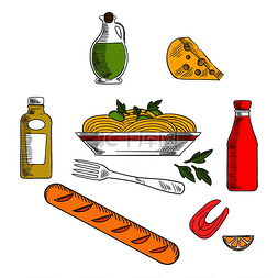 叉子和鱼图片_意大利面食图标设计有意大利面条