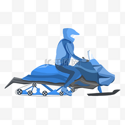 载人摩托图片_雪地摩托车冬季蓝色载人工具