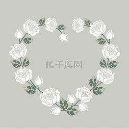浪漫花朵装饰图片_与白玫瑰的背景。