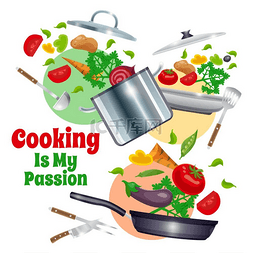 火锅锅底红汤图片_厨房用具和蔬菜成分厨房用具组成