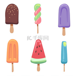 冰淇淋扁平冷冻奶油夏季甜点水果